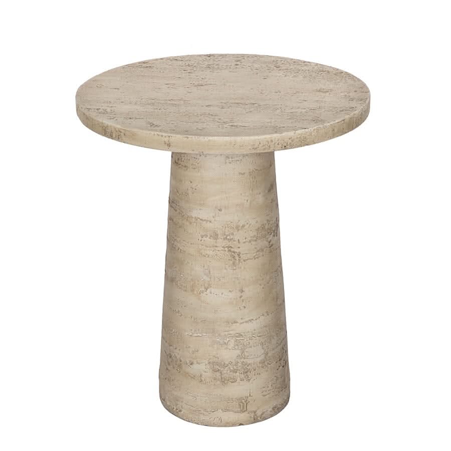 BARDOT ROUND CEMENT SIDE TABLE/LAMP TABLE NATURAL - MyChocolateWood