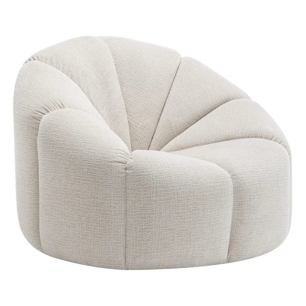 MADELEY CHENILLE SWIVEL OCCASIONAL CHAIR ARMCHAIR CREAM - MyChocolateWood