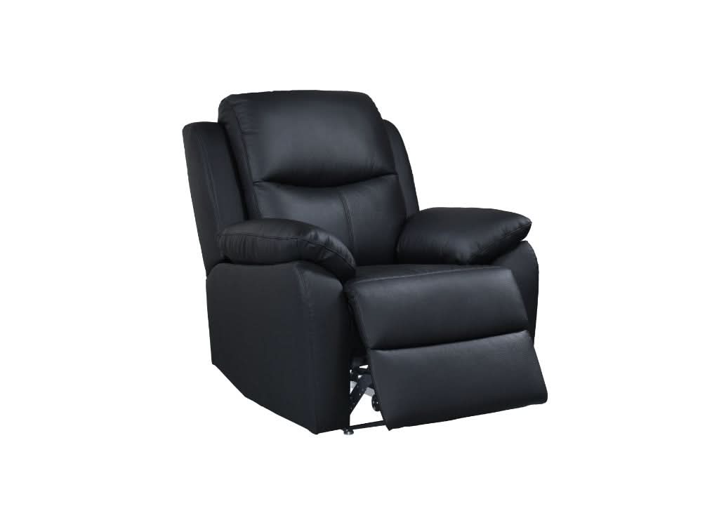 LANCY PREMIUM LEATHER 3 SEATER RECLINER SOFA + 2-SINGLE MANUAL RECLINER  ARMCHAIRS BLACK