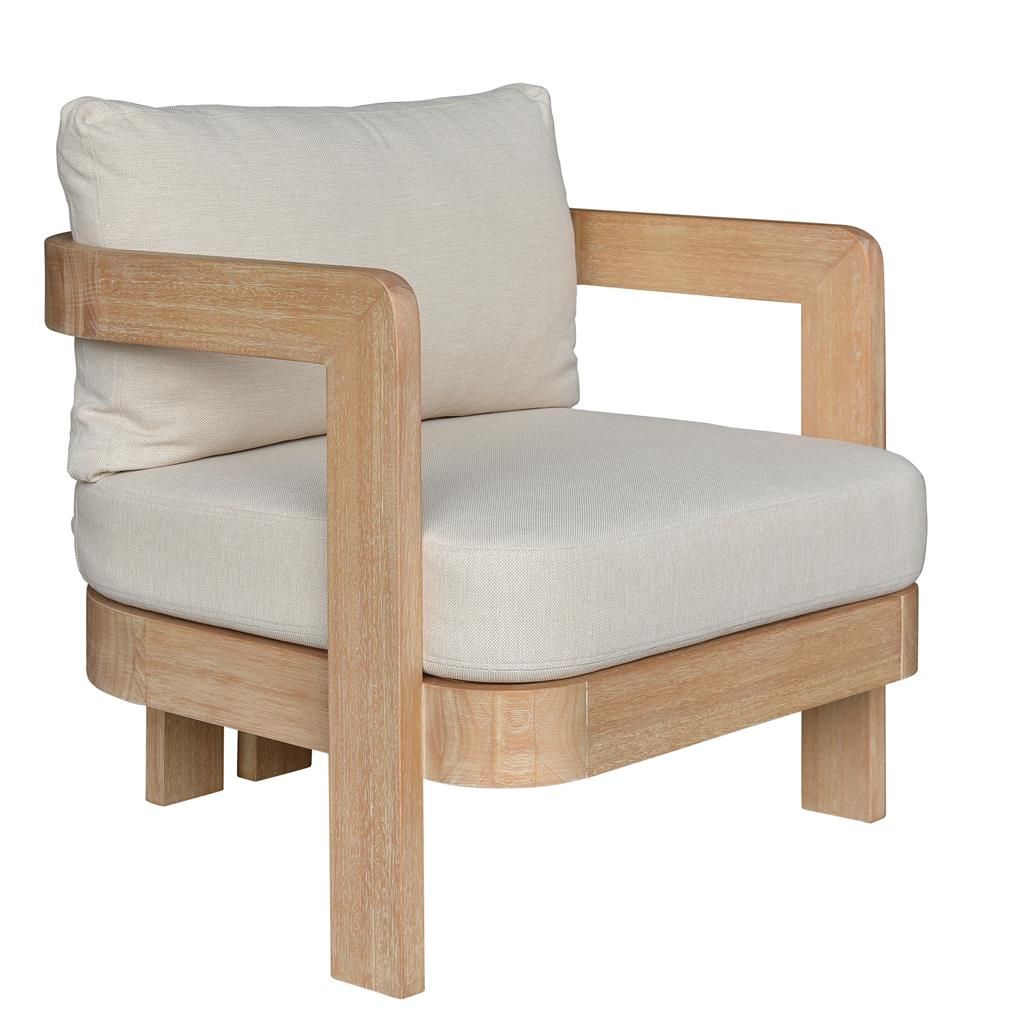 VERONA EUCALYPTUS TIMBER ARMCHAIR CREAM/LIGHT SMOKE