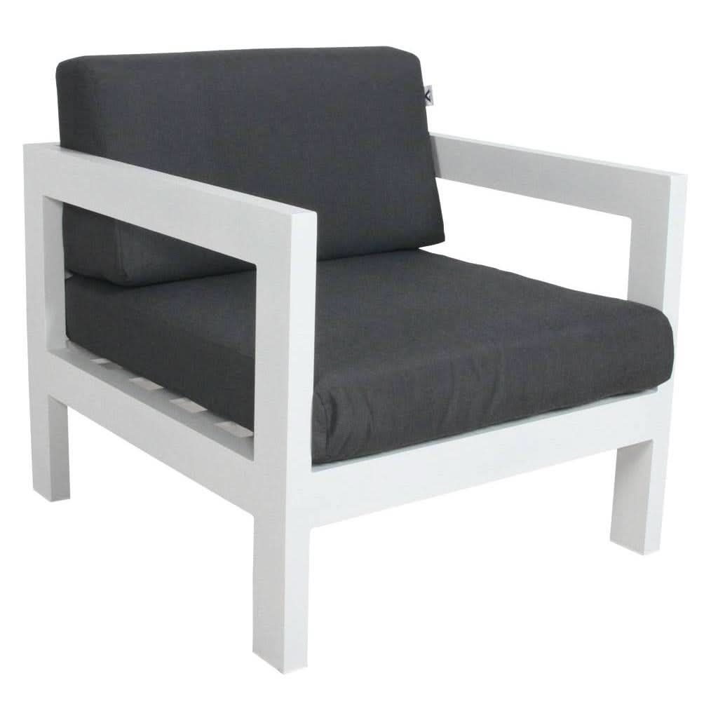 GRECO OUTDOOR ARMCHAIR  SINGLE SOFA WHITE/DARK GREY - MyChocolateWood