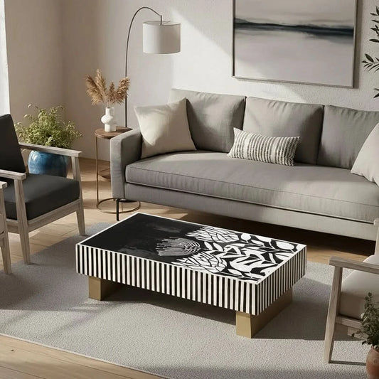 CYNTHIA PEARL VORTEX MOTHER OF PEARL HAND INLAY COFFEE TABLE - MyChocolateWood