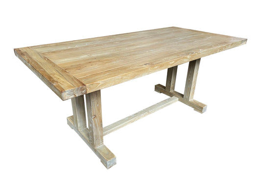 LAMIA RECYCLED ELM TRESTLE DINING TABLE 184CM - MyChocolateWood