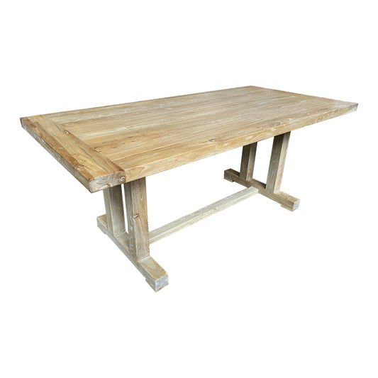 LAMIA RECYCLED ELM TRESTLE DINING TABLE 184CM - MyChocolateWood