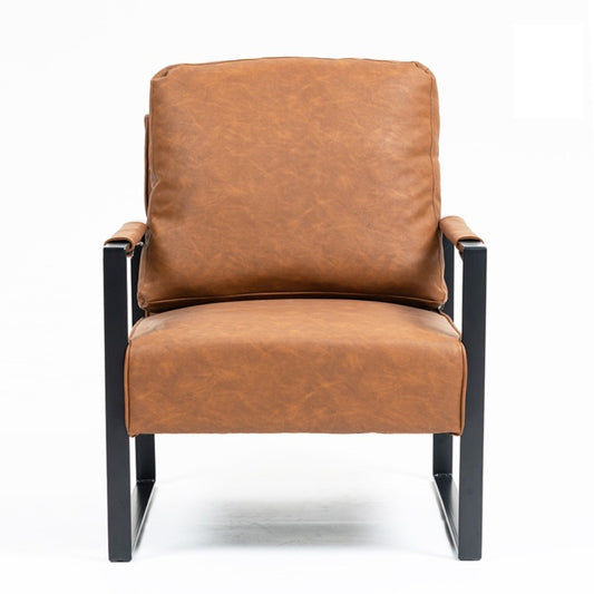 FENNIX ARMCHAIR ACCENT CHAIR - BLACK FRAME/RICH BROWN PU UPHOLSTERY