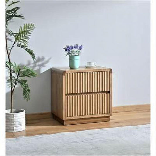 Denby Messmate Timber 2-Drawer Bedside Table Light Smoke