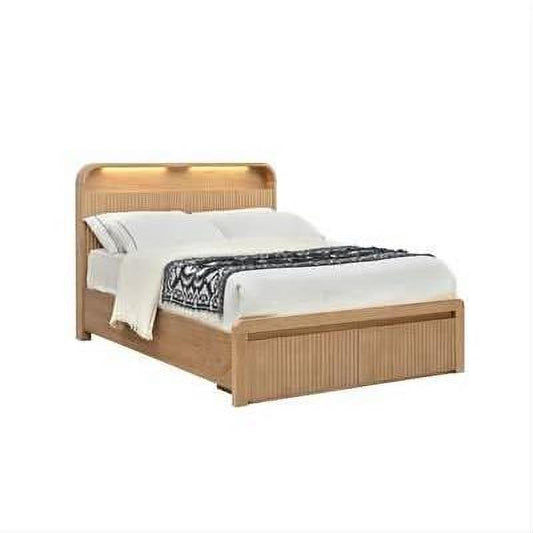 Denby Messmate Timber Queen Bed - Headboard Integrated LED Lighting Light Smoke