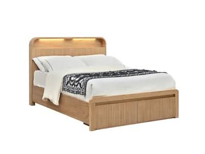 Denby Messmate Timber King Bed - Headboard Integrated LED Lighting Light Smoke