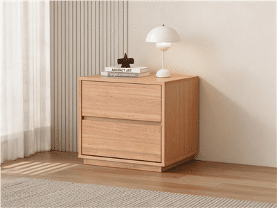 Jonfu Messmate Timber 2 Drawer Bedside Table Natural