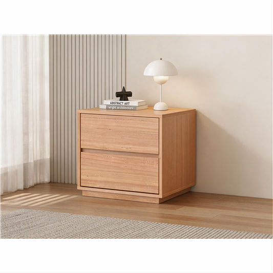 Jonfu Messmate Timber 2-Drawer Bedside Table in Natural