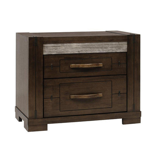 Heritage Malaysian Hardwood 2-Drawer Bedside Table in Charcoal Grey