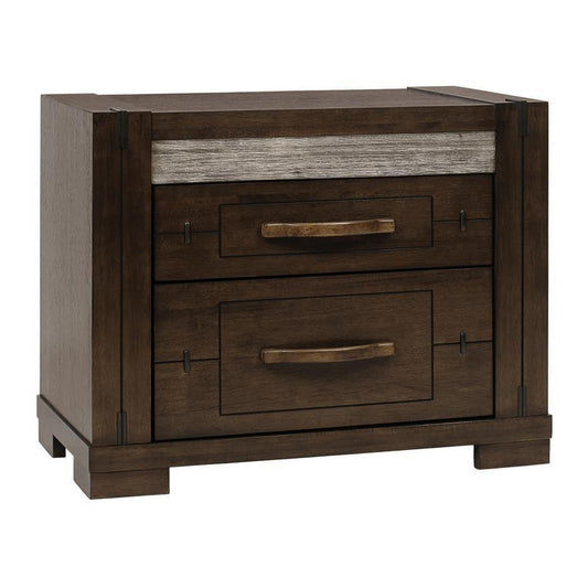 Heritage Malaysian Hardwood 2-Drawer Bedside Table in Charcoal Grey