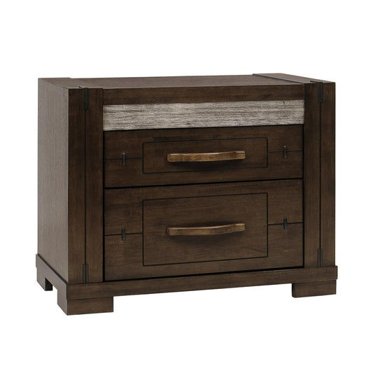 Heritage Malaysian Hardwood 2-Drawer Bedside Table in Charcoal Grey