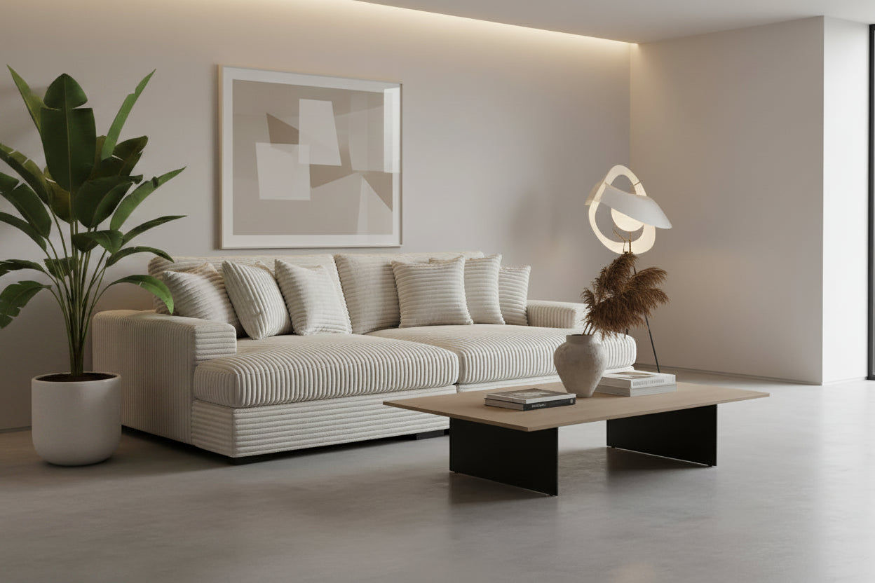 Karel Corduroy 2-Seater Sofa Bed Beige