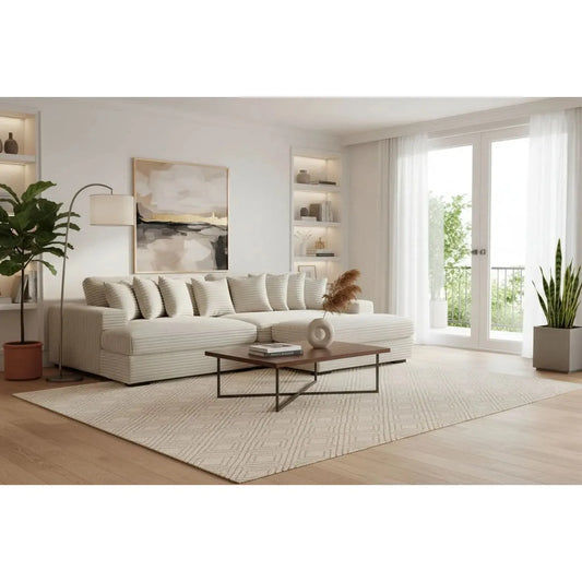 Karel Corduroy 2-Seater Sofa Bed in Beige