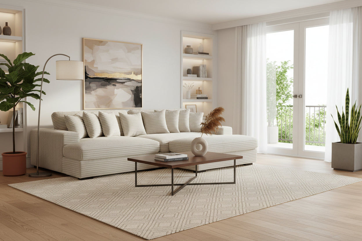 Karel Corduroy 2-Seater Sofa Bed Beige