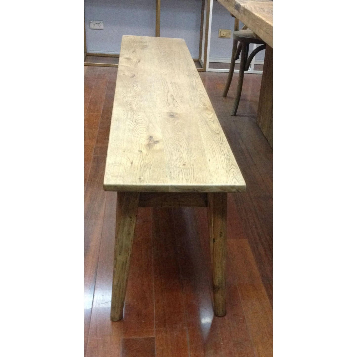 Fitan Solid Oak Bench 149cm in Natural - Chocolate Wood