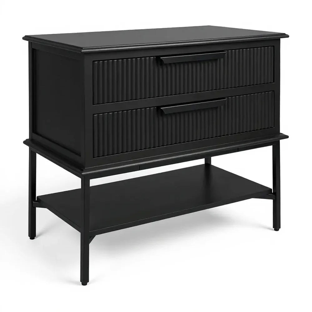 MORETTI 2-DRAWER BEDSIDE TABLE SATIN BLACK LARGE - MyChocolateWood
