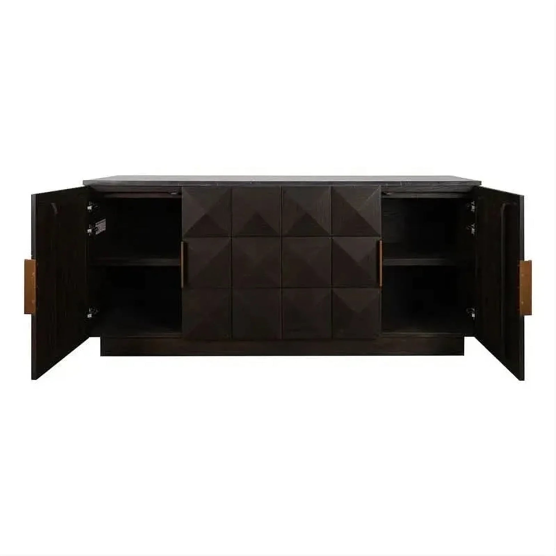 Hampshire 4-Door Buffet in Smoked Oak with Black Marble Top - Chocolate Wood