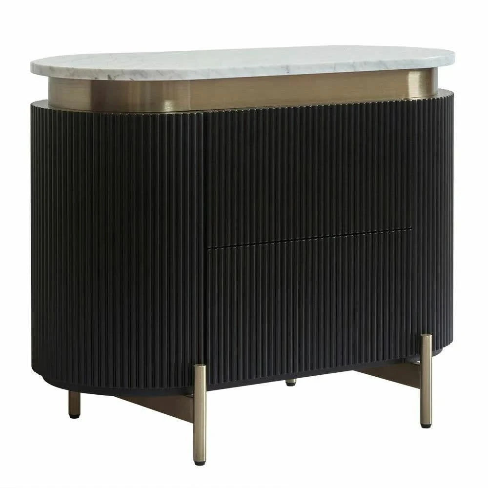 DENEUVE BEDSIDE TABLE BLACK WITH CARRARA MARBLE TOP - MyChocolateWood