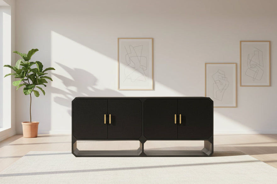 DELGARDO 4-DOOR BUFFET/SIDEBOARD BLACK - MyChocolateWood