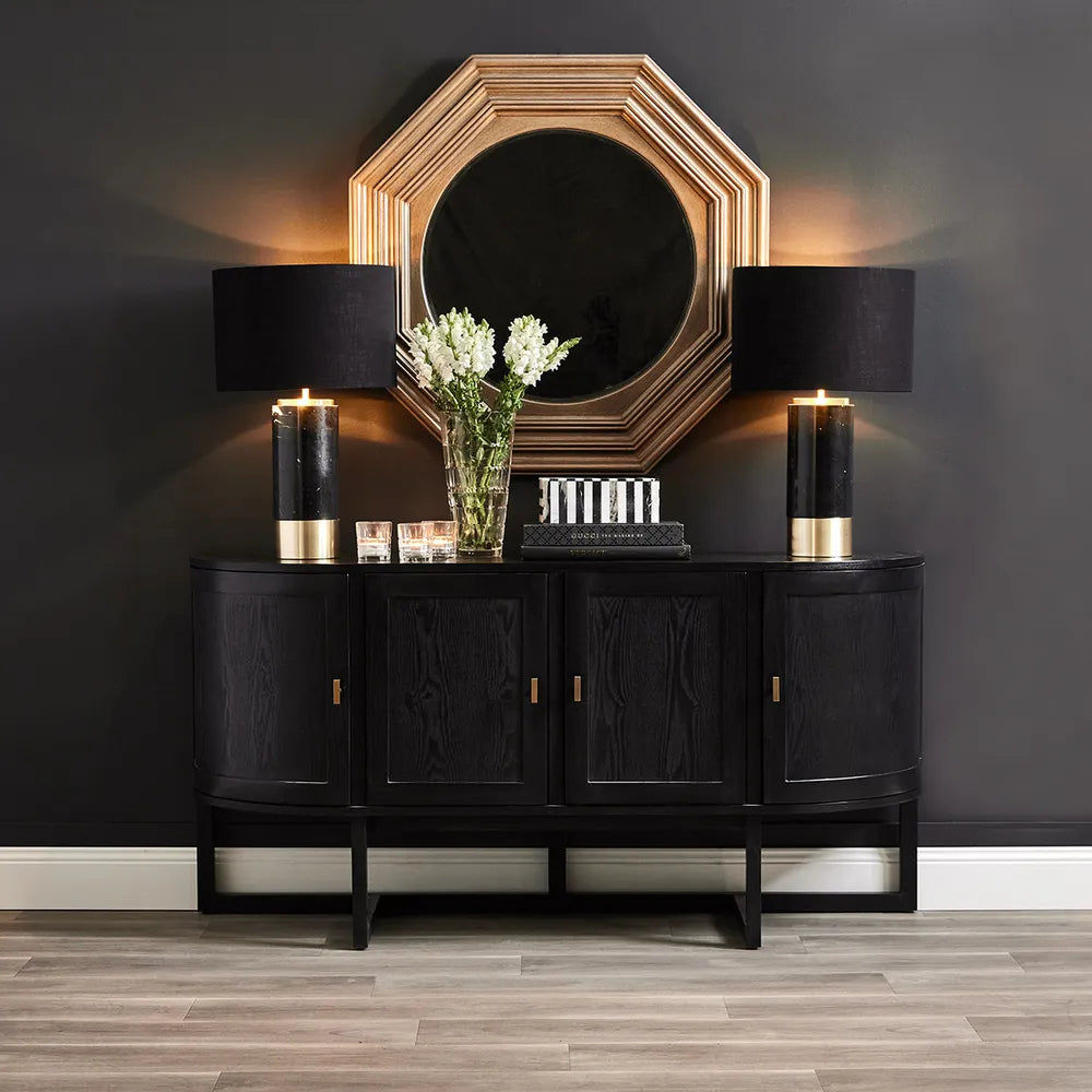 ENNIS OAK & OAK VENEER 4-DOOR BUFFET/SIDEBOARD BLACK