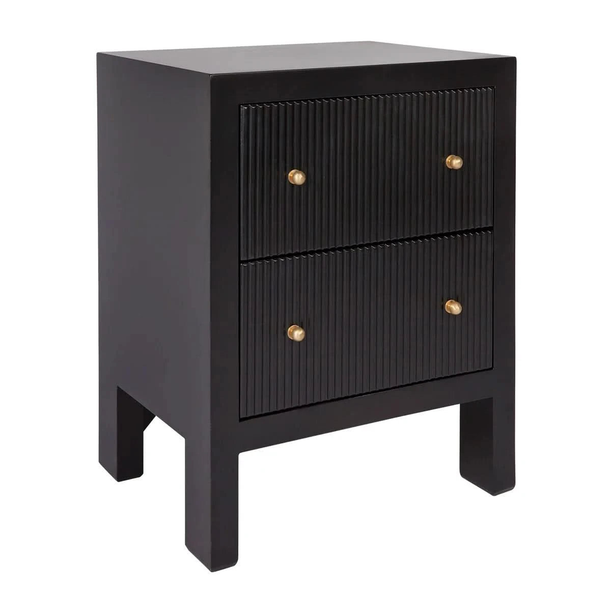 JAYLA SMALL BLACK 2-DRAWER BEDSIDE TABLE - MyChocolateWood