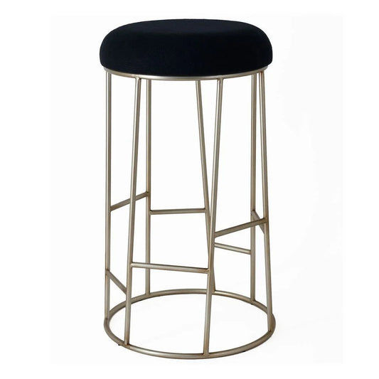 JACE GOLD STEEL BAR STOOL - BLACK LINEN - MyChocolateWood