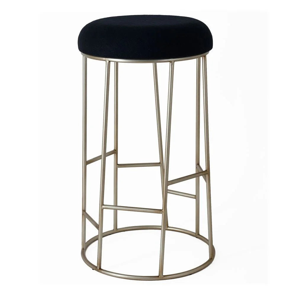 JACE GOLD STEEL BAR STOOL - BLACK LINEN - MyChocolateWood