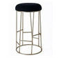 Jace Gold Steel Bar Stool with Black Linen - Chocolate Wood