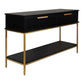 MORETTI 2-DRAWER CONSOLE TABLE/HALL TABLE SATIN BLACK  & GOLD SMALL - MyChocolateWood