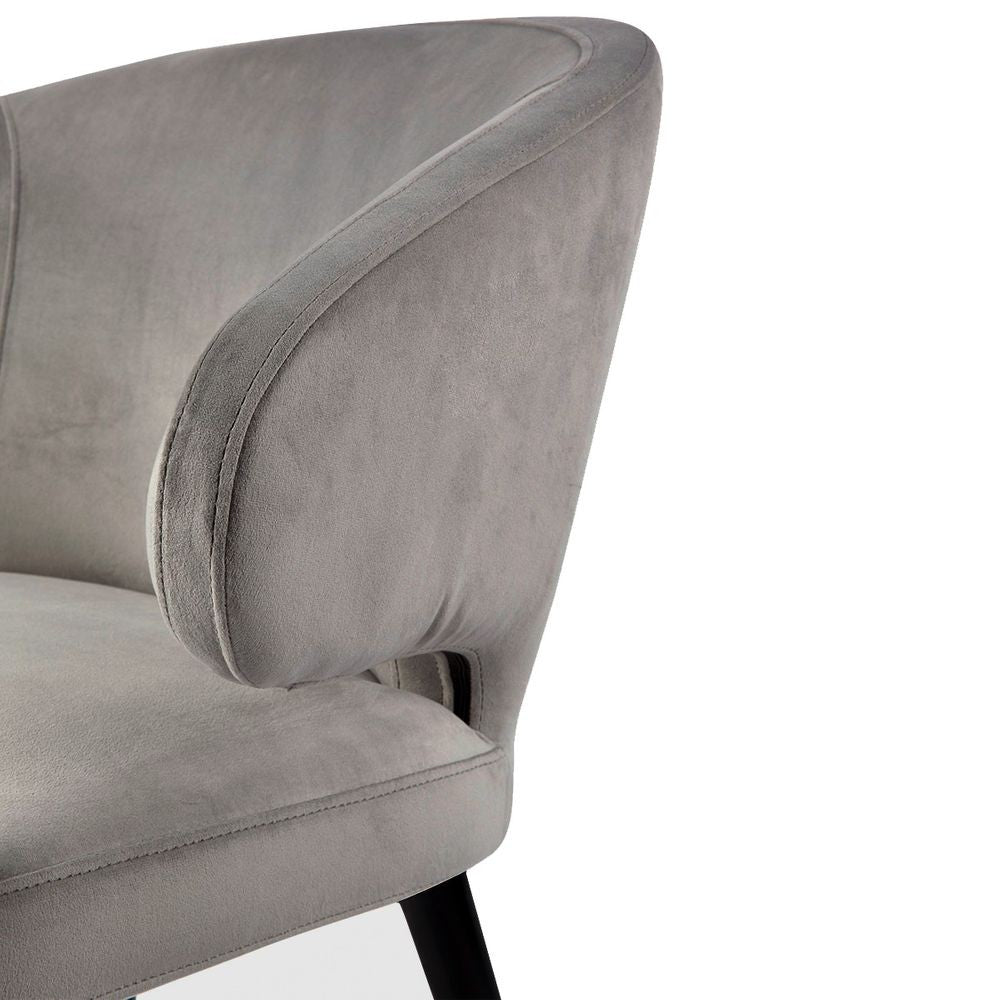 AUBERT BLACK OAK LEG DINING CHAIR WITH GREY VELVET - MyChocolateWood