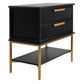 MORETTI 2-DRAWER BEDSIDE TABLE SATIN BLACK/GOLD LARGE - MyChocolateWood
