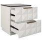 HAMPSHIRE BLACK MARBLE/WHITE OAK 2-DRAWER BEDSIDE TABLE - MyChocolateWood