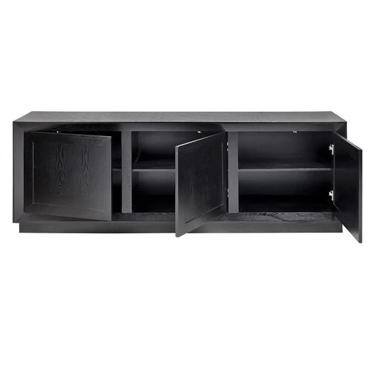 Carlson oak wood black buffet or sideboard by MyChocolateWood, featuring a sleek 200cm design with modern black finish.