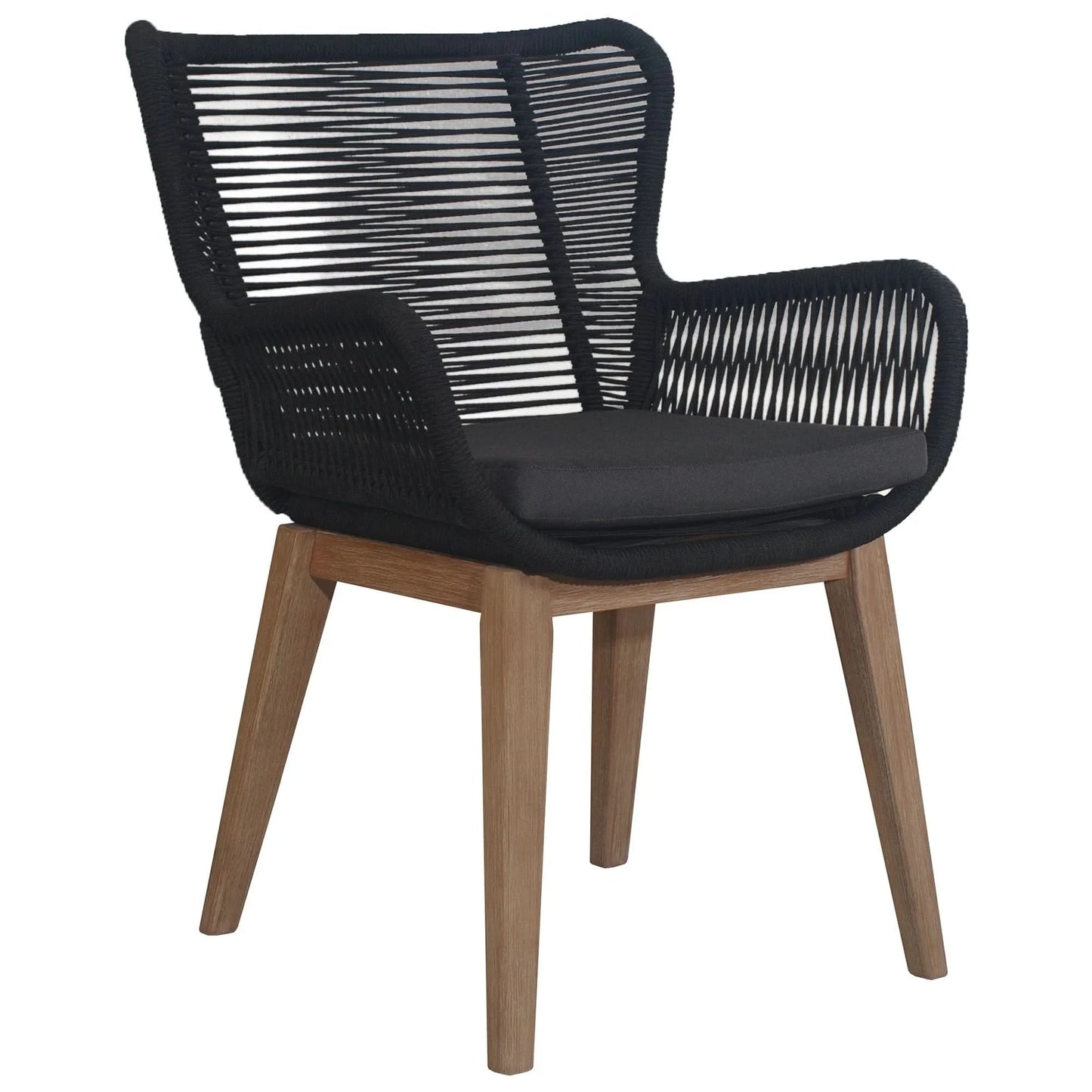 ATHENA EUCALYPTUS TIMBER & ROPE OUTDOOR DINING CHAIR BLACK/NATURAL