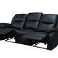 LANCY PREMIUM LEATHER 3 SEATER MANUAL RECLINER SOFA (TWO MANUAL RECLINING SEATS) BLACK