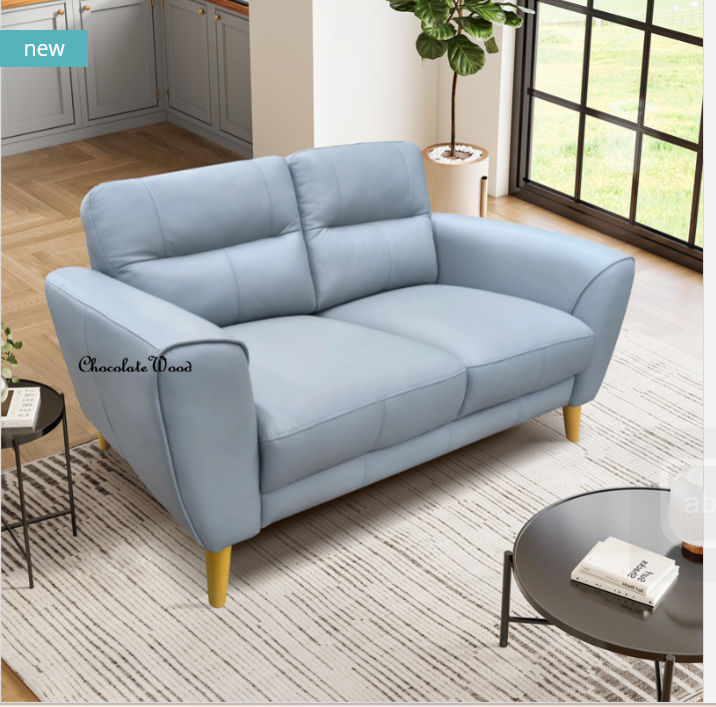 VIGGO 2-SEATER LEATHER SOFA BLUE - MyChocolateWood
