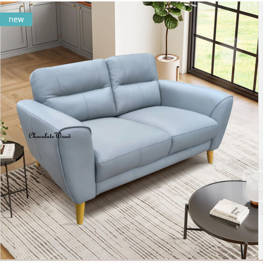 Viggo 2-Seater Leather Sofa in Blue