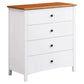 Pippa Rubberwood 4-Drawer Tallboy/Chest of Drawers White/Mid-Brown