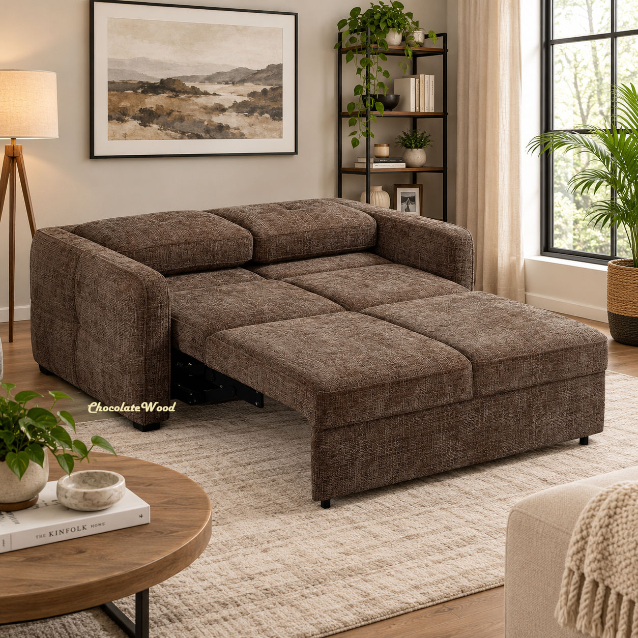 Amberli Fabric 2-Seater Sofa/Pull-Out Sofa Bed Truffle colour - MyChocolateWood