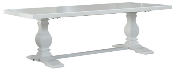 BRETTON ACACIA TIMBER DINING TABLE PARQUETRY TOP WHITE 240CM