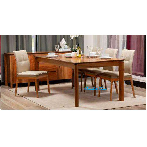BUNGARRA 9 PIECE MARRI WOOD RECTANGULAR DINING TABLE SET 240CM + 8 BUNGARRA MOCHA LEATHER DINING CHAIRS - MyChocolateWood
