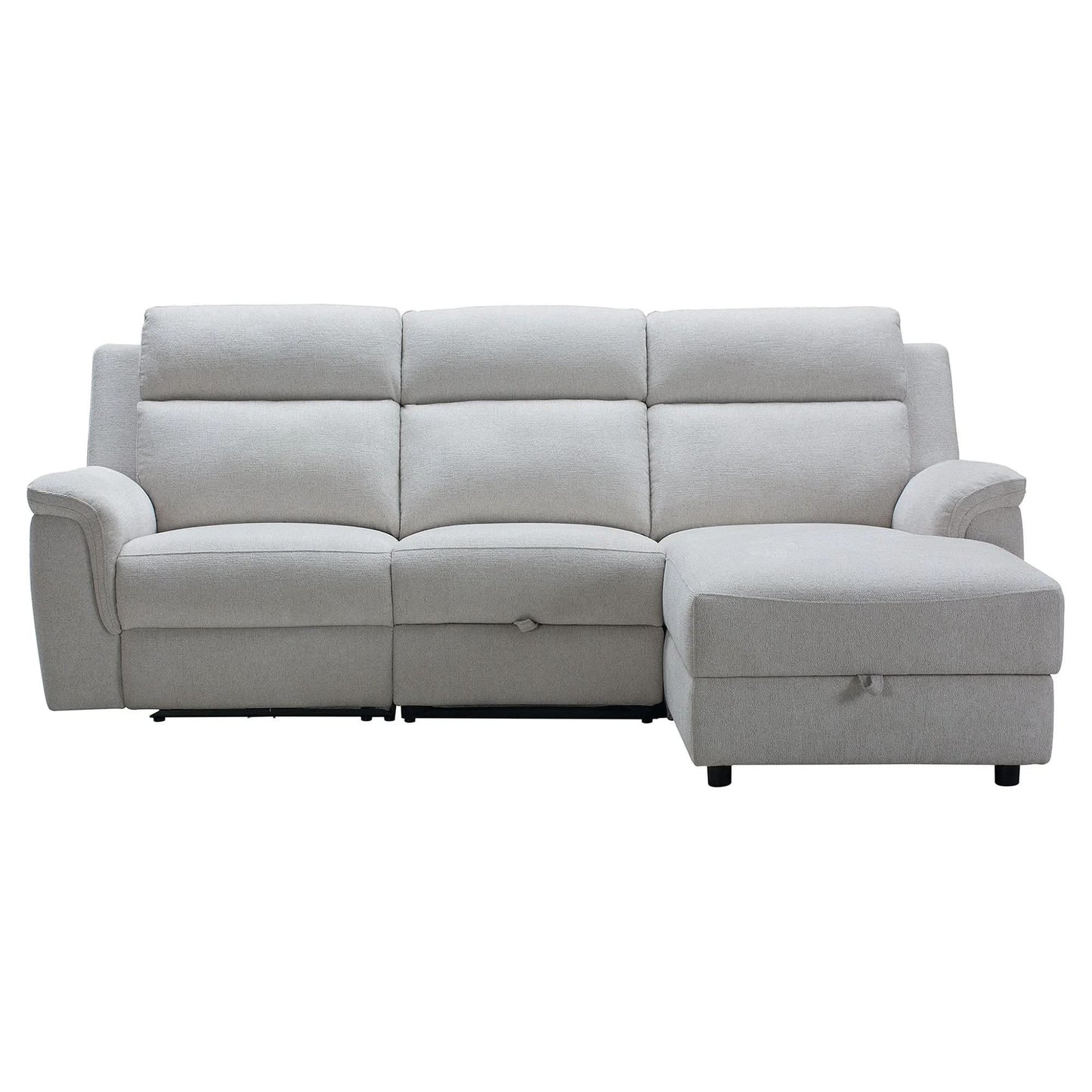 Camrose Fabric 2-Seater Electric Recliner Sofa with RHF Storage Chaise Flax