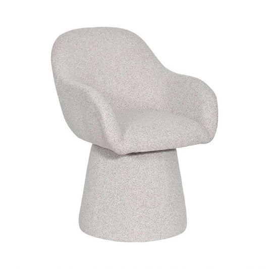 MyChocolateWood Everlee fabric swivel dining armchair in bone color, showcasing a modern accent chair with wooden legs and comfortable upholstery.