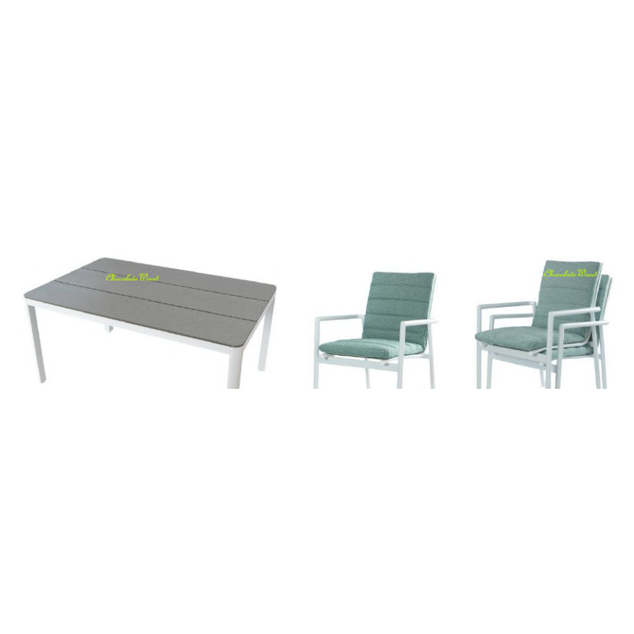 CHIMINO 7 PIECE OUTDOOR DINING SET WHITE/MIST GREEN - MyChocolateWood
