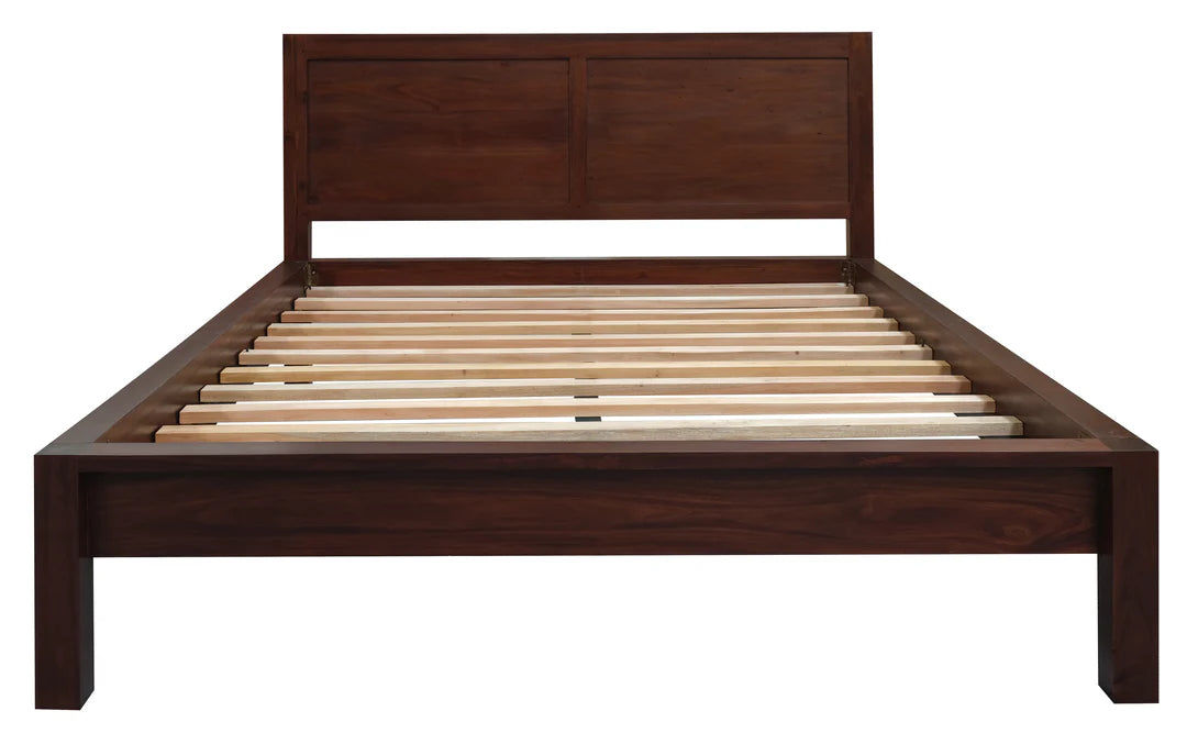 TANAKA SOLID MAHOGANY TIMBER QUEEN SIZE BED IN CHOCOLATE COLOUR - MyChocolateWood