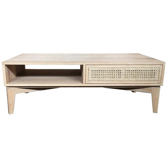 BAHAMAS SOLID OAK 2-DRAWER COFFEE TABLE NATURAL OAKWOOD - MyChocolateWood