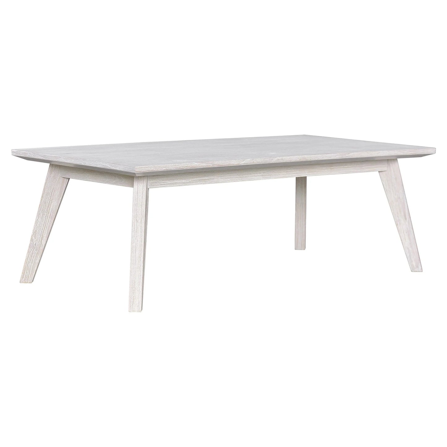 HALIFAX SOLID ACACIA TIMBER COFFEE TABLE  IN BRUSHED WHITE 180CM