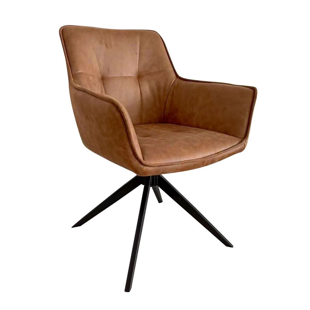 Reece Fabric Swivel Dining Armchair / Accent Chair in Cognac